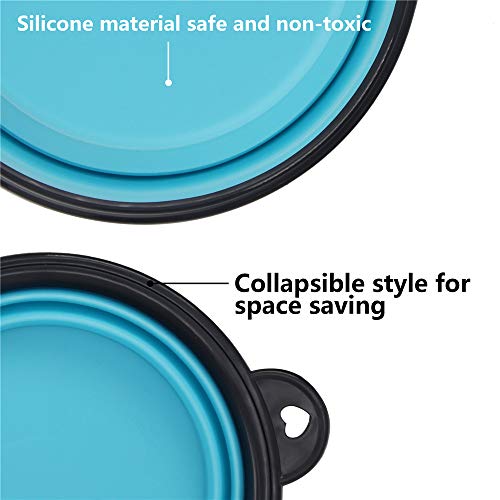 SLSON Collapsible Pet Bowl Dog Bowls 2 Pack, Portable Silicone Pet Feeder, Foldable Expandable for Dog/Cat Food Water Feed...