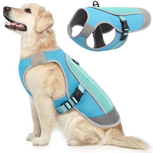 Kuoser Dog Cooling Vest for Summer, Lightweight Dog Cooling Harness Shirt with Breathable Mesh, Reflective Cooler Jacket P...
