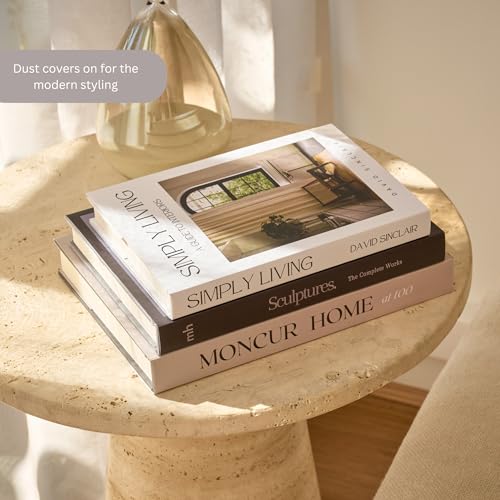Decorative Coffee Table Books for Home Décor Accents Bookshelf Decor with Real Blank Pages and Removable Covers Set of 3 M...