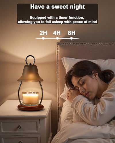 HONGZZI Candle Warmer Lamp with Timer & Dimmer - Electric Candle Light Warmer for Jar Candles, Adjustable Brightness, 2 Re...