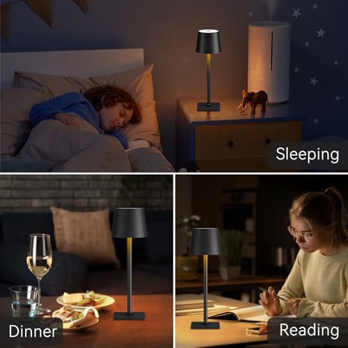 Yogaret 2 Pack Rechargeable Table Lamps,Cordless Lamp with 6000mAh Battery Operated, Portable Indoor/Outdoor Table Lamp fo...