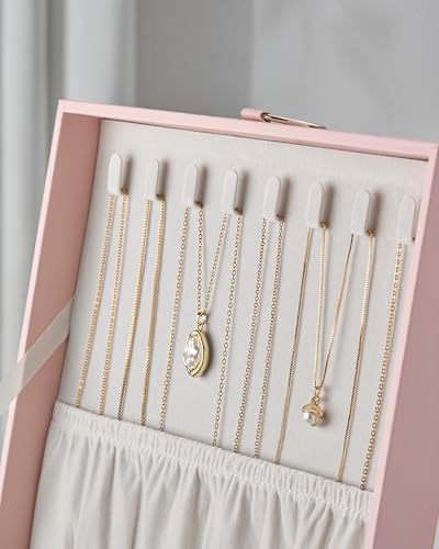 pickpiff 2 Layer Jewelry Box Organizer for Women, Jewelry Organizer with Handle & Removable Tray, Necklace Holder Ring Ear...