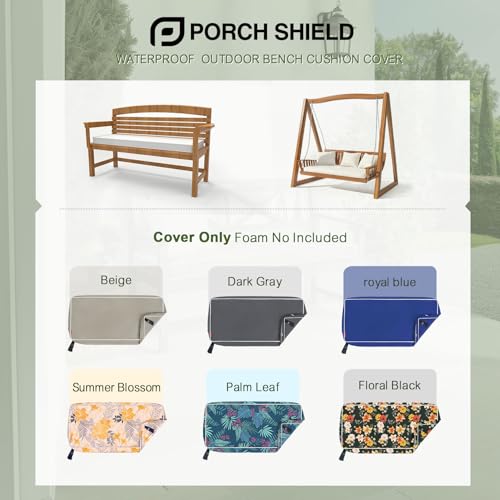 Porch Shield Outdoor Bench Cushion Cover – Waterproof Swing Cushion Cover for Patio Furniture Loveseat (Not Insert) Palm L...