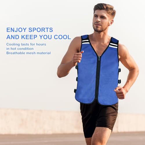 Cooling Vest for Men&Women, Reflective Ice Vest with 32 PCS Ice Packs, Cool Jacket for Hot Weather Summer Workout