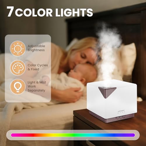 URPOWER 700ML Aromatherapy Essential Oil Diffuser, 700ml Large Ultrasonic Scent Diffusers Humidifier with Adjustable Mist ...