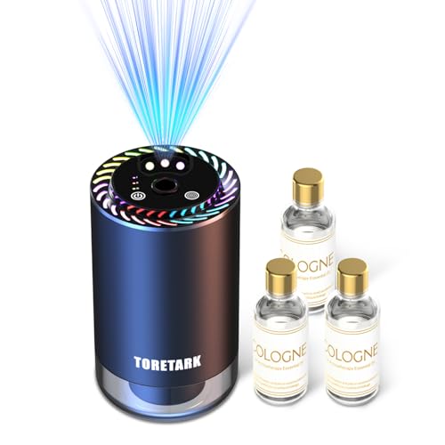 Smart Car Air Freshener with Star Light & 150ml Diffusers Oil Refills, Auto On/Off Aroma Diffuser, 3 Adjustable Modes Rech...