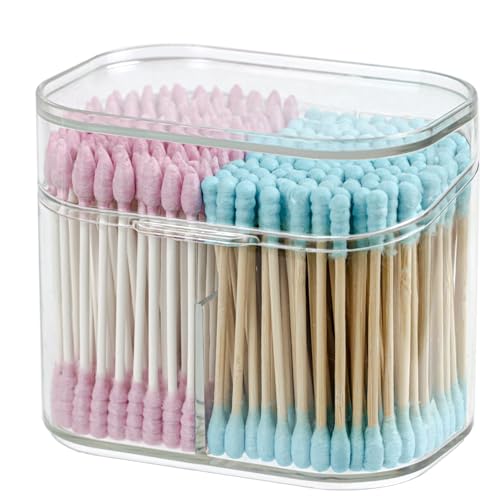 Clear Bathroom Organizer, 2-Size Essentials Set for Hail Accessories & Beauty Supplies,Cotton Swabs,Balls,Pads - Small Cle...