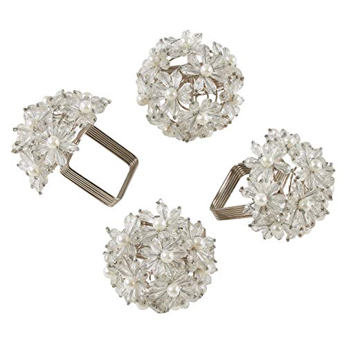 Beaded Floral Napkin Rings (Set of 4)