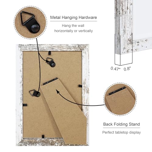 ccdcc 4x6 Picture Frame Set of 2, 4 x 6 Wood Photo Frames with Mat for 3.5x5, Rustic Natural Wooden Frame with Real Glass ...