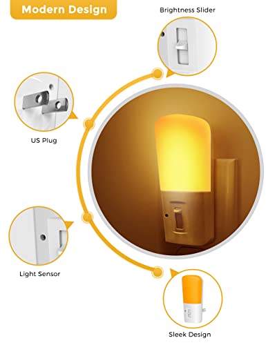 L LOHAS LED Amber Night Light, Dimmable Plug in Yellow Night Light with Dusk to Dawn Sensor, Kids Night Lights for Bedroo...