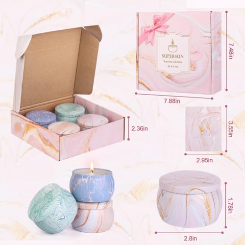 Candles Gifts for Women, Aromatherapy Candle Set, 17.6 oz 4 Pack Vanilla Lemon Fig Lavender Candle for Home Scented 120H B...