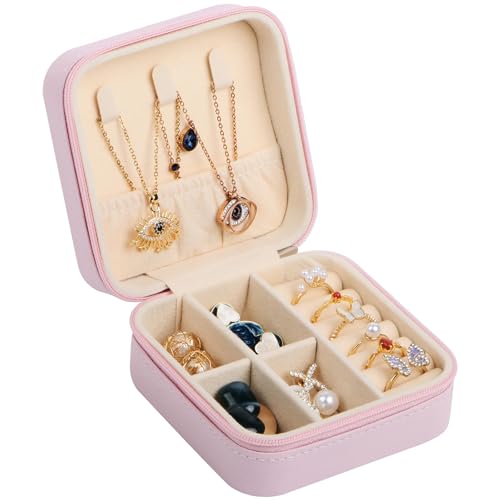 17Dec Small Travel Jewelry Case Organizer,Mini Travel Essentials for Women,Bridesmaid Gifts Birthday Gifts for Women,Small...