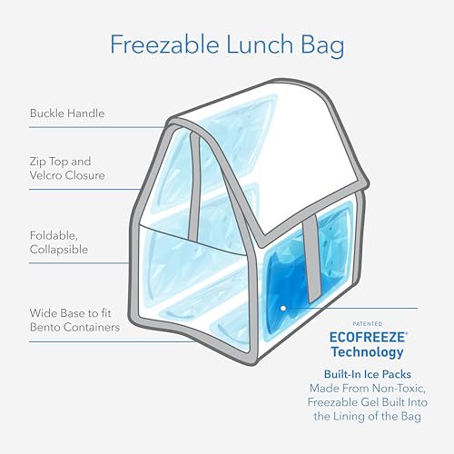 PackIt Freezable Lunch Bag, Black, Built with EcoFreeze Technology, Foldable, Reusable, Zip and Fold Closure with Buckle H...