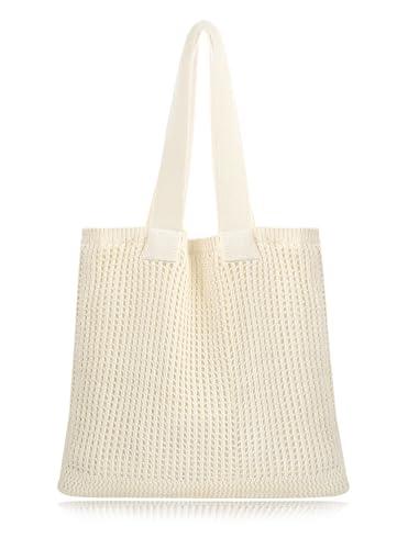 COOKOOKY Beach Bag with added lining Crochet Tote Bag for Women Shoulder Bag Hobo Casual Handbags Shopping Work Bag