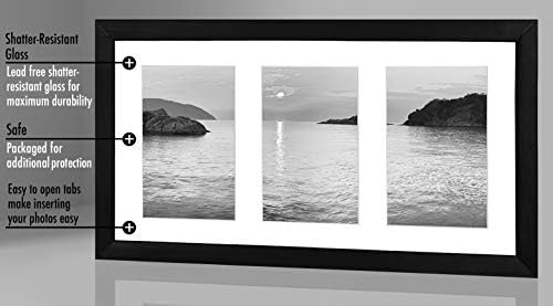 Americanflat 4x6 Collage Picture Frame with Shatter-Resistant Glass - Fits Three 4x6 Photos or Use as One 8x16 Picture Fra...