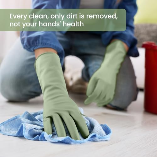 Rubber Cleaning Gloves for Dishwashing, 4 Pairs Reusable Kitchen Gloves for Washing Dishes and Household Cleaning, Colorfu...