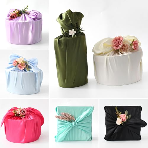 6 PCS/Set Minimalist Gift Wrapping Scarf - Multi-Color Satin Fabric Bundling Cloth for Stylish Present Packaging
