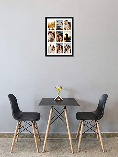 Golden State Art, 13.6x19.7 Black Photo Wood Collage Frame with Real Glass and White Displays (9) 4x6 Pictures