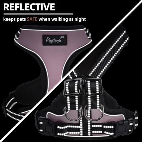 PUPTECK Dog Harness and Leash Set Medium Sized, Adjustable Reflective Escape Proof Puppy Vest, No Pull Walking Harness Eas...