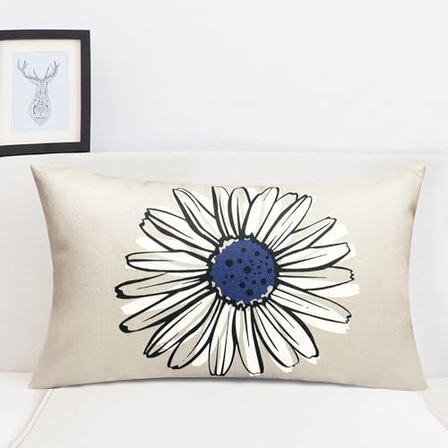 RYSMIYOU Decorative Throw Pillow Covers Set of 4 Blue Pillow Covers 12x20 inch Throw Pillow Cases Linen Square Pillow Cas...
