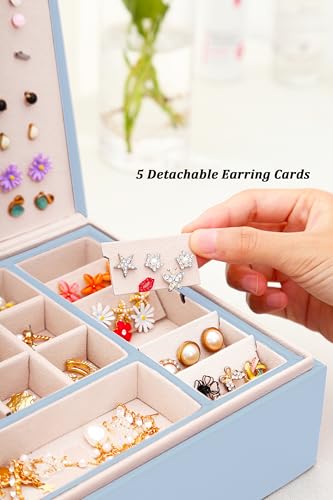 QBestry Girls Jewelry Box Earring Holder Organizer for Girls Jewelry Organizer Box Stud Earrings Organizer for Girls Women...