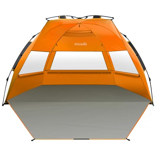 OutdoorMaster Beach Tent Sun Shelter for 3-4 Person, Pop Up Beach Tent Easy Setup with Sandbags, Portable Sun Shade Canopy...