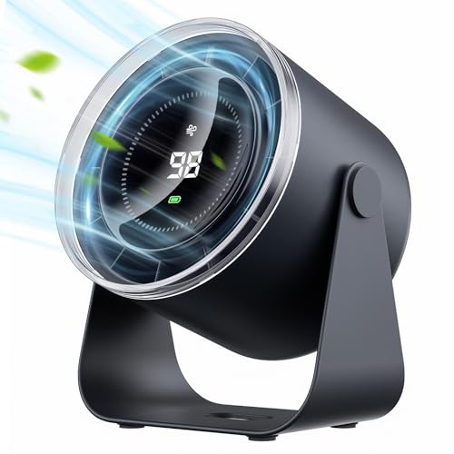 WSKEN Desk Fan with Battery Operated, Quiet Digital Display Portable Fan for Office, Bedroom, Kitchen, Home, Outdoor, 100 ...