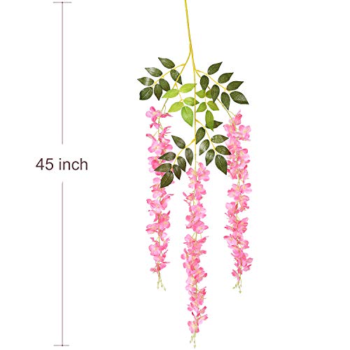 DearHouse 6 Pack Artificial Fake Wisteria Vine Ratta Hanging Garland Silk Flowers String Party Home Wedding Decor, 3.75 Fe...