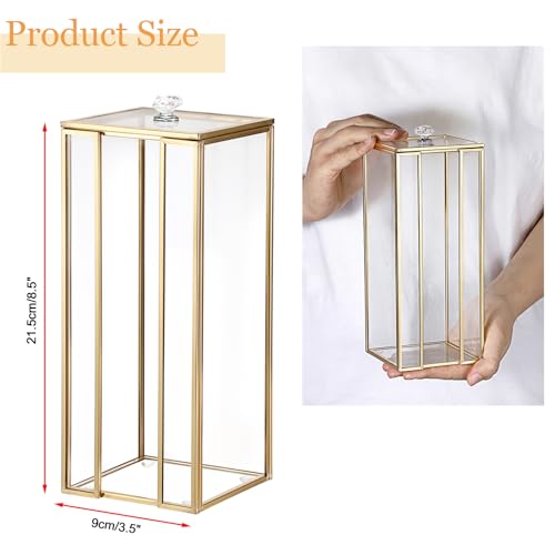 Hipiwe Gold Glass Clean Pads Storage Box Cotton Pad Dispenser for the Clean Skin Club Vertical Desktop Organizer with Lid ...