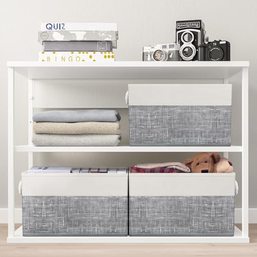 Fab totes Storage Bins [3-Pack], Foldable Storage Baskets for Organizing Toys, Books, Shelves, Closet, Large Storage Box w...
