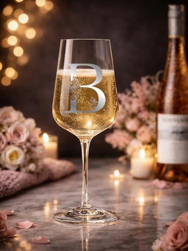 Mothers Day Gifts for Mom, Grandma, Wife - Personalized Monogram A-Z Wine Glass Gifts for Women - Unique Birthday Gift for...