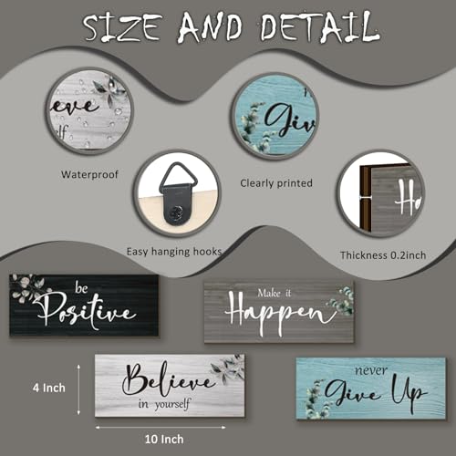 FENCORDAR 4 Pcs Office Decor For Women Motivational Wall Decor Rustic Inspirational With Positive Sayings Wooden Hangings ...