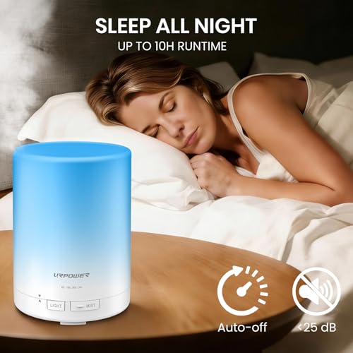 URPOWER 300ml Essential Oil Diffuser: Ultrasonic Aromatherapy Diffuser Quiet Auto Shut-Off, 4 Timer Settings(1H 3H 6H ON)...