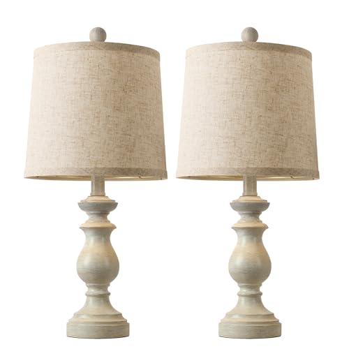 PARTPHONER Traditional Table Lamp Set of 2, Rustic Farmhouse Table Lamps for Living Room Bedroom, 22" Bedside Desk Lamps V...