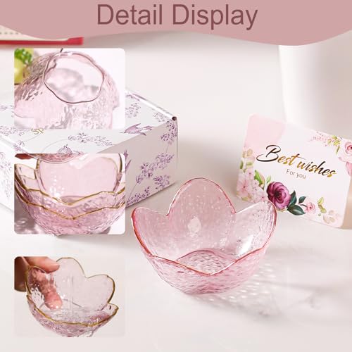 Gifts for Women Pink Flower Ring Dish Glass Jewelry Dish Jewelry Tray Cute Vanity Organizer Room Decor Aesthetic Nightstan...