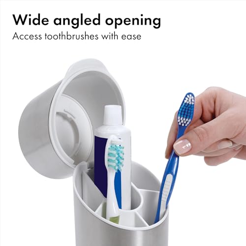 OXO Good Grips Stainless Steel Toothbrush Organizer, Bathroom Organizer and Storage, Toothbrush Holder for Countertop, Sle...