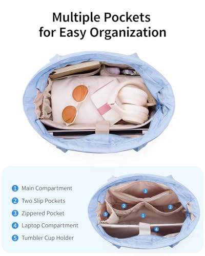 Narwey Puffer Tote Bag for Women Girl, Puffy Work Tote Bags for Nurse Teacher, Quilted Shoulder Bag Handbag for Travel Gym