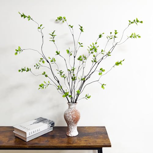 Cherica 4 Pcs Artificial Ficus Branches Faux Eucalyptus Stems, 47.2 Inch Fake Greenery Stems Artificial Plants for Vase Fi...