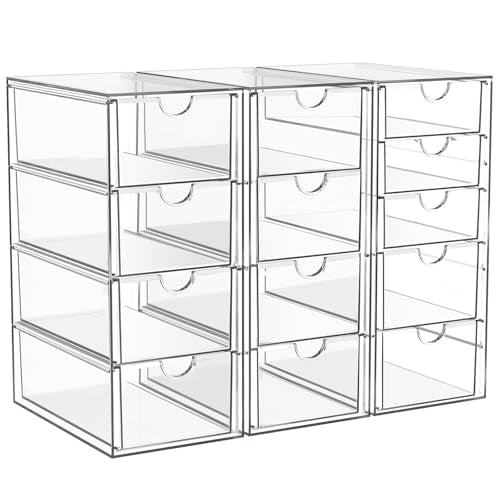 Acrylic Makeup Organizer with 13 Drawers, Bathroom Counter Organizer, Acrylic Organizers, Desk Organizer, Office Supplies,...