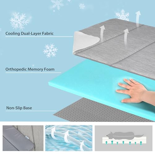 ZAKAPAWS Cooling Dog Mat Q-Max>0.5 - Rapid Cooling Tech, Thin Breathable Crate Pad, Portable Washable Summer Mat, Chill So...