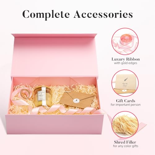 LIFELUM Pink Gift Box 13.85'' x 8.35'' x 4.45'' Gift for Mother's Gifts Large Gifts Boxes for Presents Birthday Magnetic B...