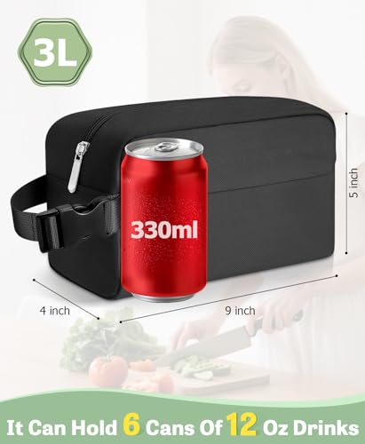 Neverwhy Small Insulated Snack Bag Lunch Bag for Kids Lunch Box for Women/Men, Collapsible [3L/5-Can] Reusable Lunch Bag C...
