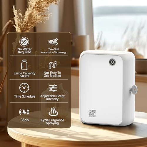 Smart Aromatherapy Diffuser with Bluetooth,500ml Waterless Essential Oil Diffuser for Whole House,Office,Spa,and Yoga Stud...
