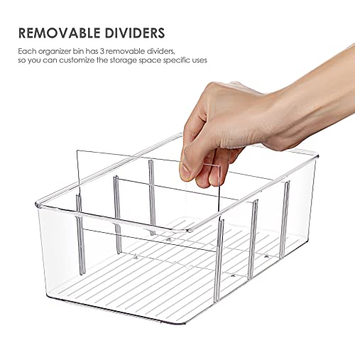Vtopmart 4 Pack Food Storage Organizer Bins, Clear Plastic Bins for Pantry, Kitchen, Fridge, Cabinet Organization and Stor...