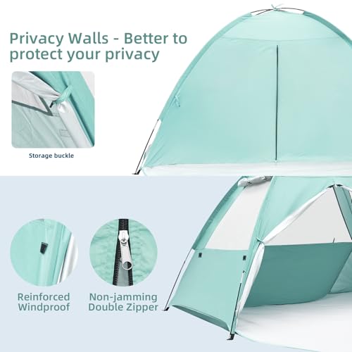 NHOWIN Beach Tent for 3-4 Person, Large Easy Setup Beach Shade Canopy with UPF 50＋ UV Protection, Portable Shade Tent with...