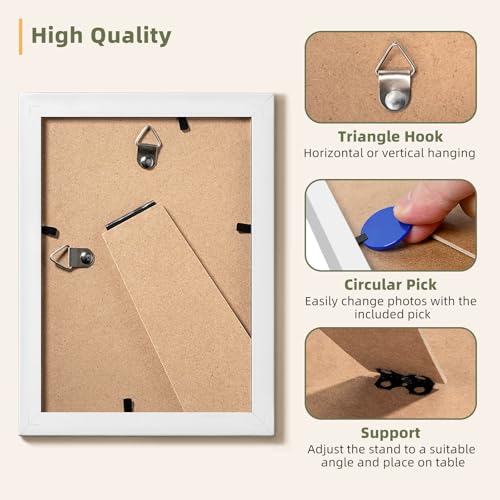 HappyHapi 4x6 Picture Frames Set of 10, Tabletop or Wall Display Pictures 3.5x5 with Mat or 4x6 Without, Multi Photo Frame...