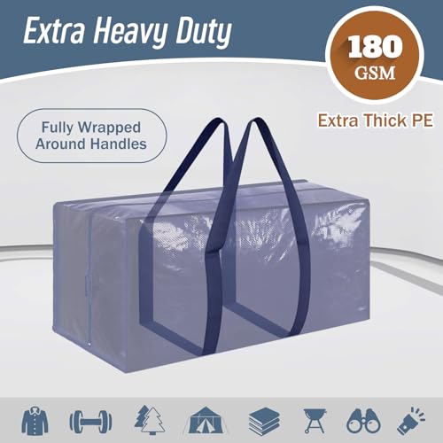 6 Pack Extra Heavy Duty Large Moving Bags with Strong Zipper & Comfortable Handles, Sturdy & Durable Clothes Storage Bags ...