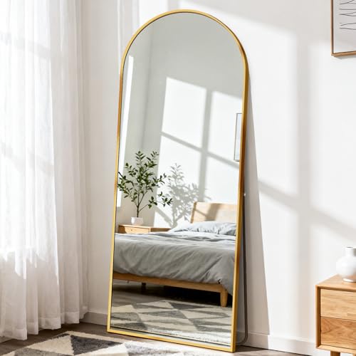 DUMOS 63.6"x20.6" Arched Full Length Mirror with Stand Floor Free Standing Aluminum Frame for Bedroom Body Hanging Leaning...