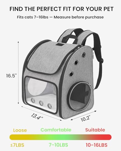 COVONO Expandable Cat Backpack Carrier, Airline Approved Pet Carrier for Cats & Small Dogs, Breathable Mesh, Bubble Windo...