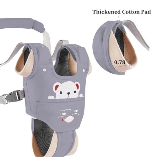 Baby Walking Harness Adjustable Handheld Kids Walker Helper Assistant Belt for Learning Walk Trainer Tool Walking Wing,Grey